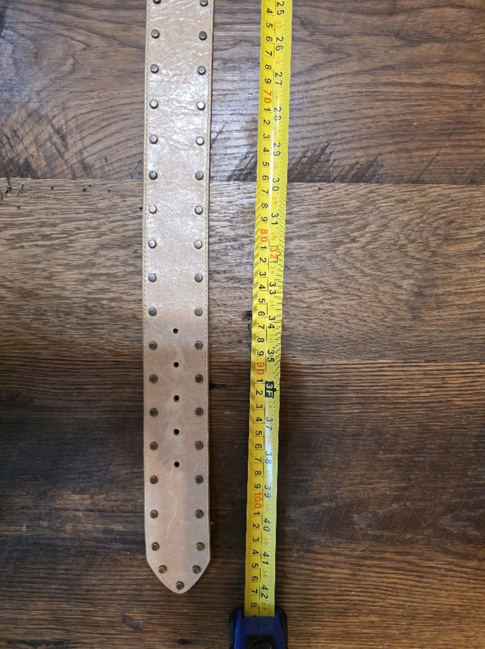 Another Line Sputhwestern Cream Leather Belt with Decorative Floral Buckle Large - Picture 6 of 10